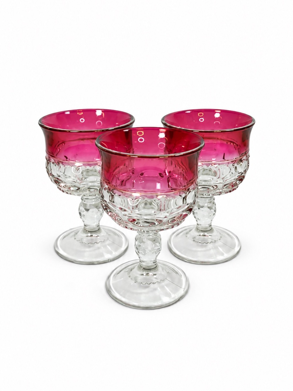 Vintage King's Crown Ruby Flash Goblets – Set of 3 Replacement Glasses